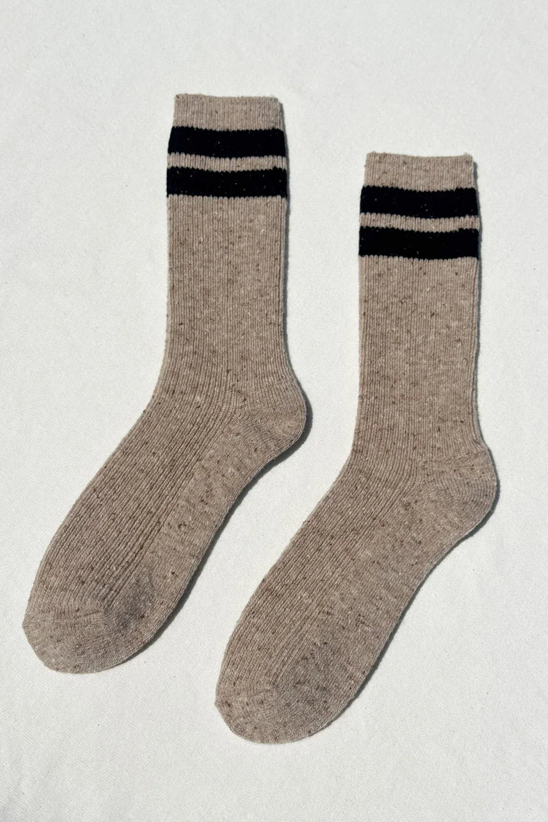 Varsity Snow Socks | Beige + Black