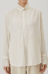 Cotton Lawn Ruffle Blouse | Natural