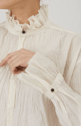 Cotton Lawn Ruffle Blouse | Natural