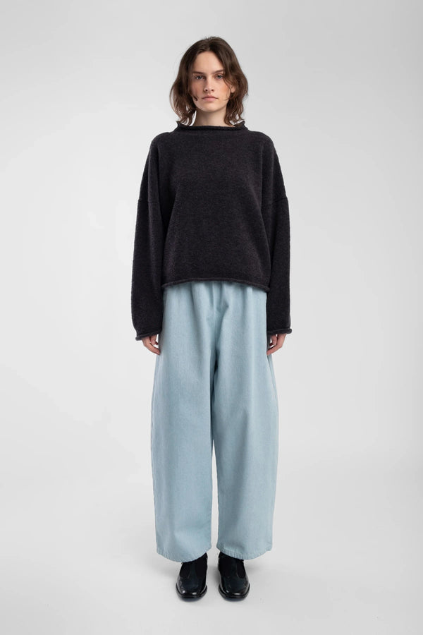 Boucle Rolled Sweater | Charcoal