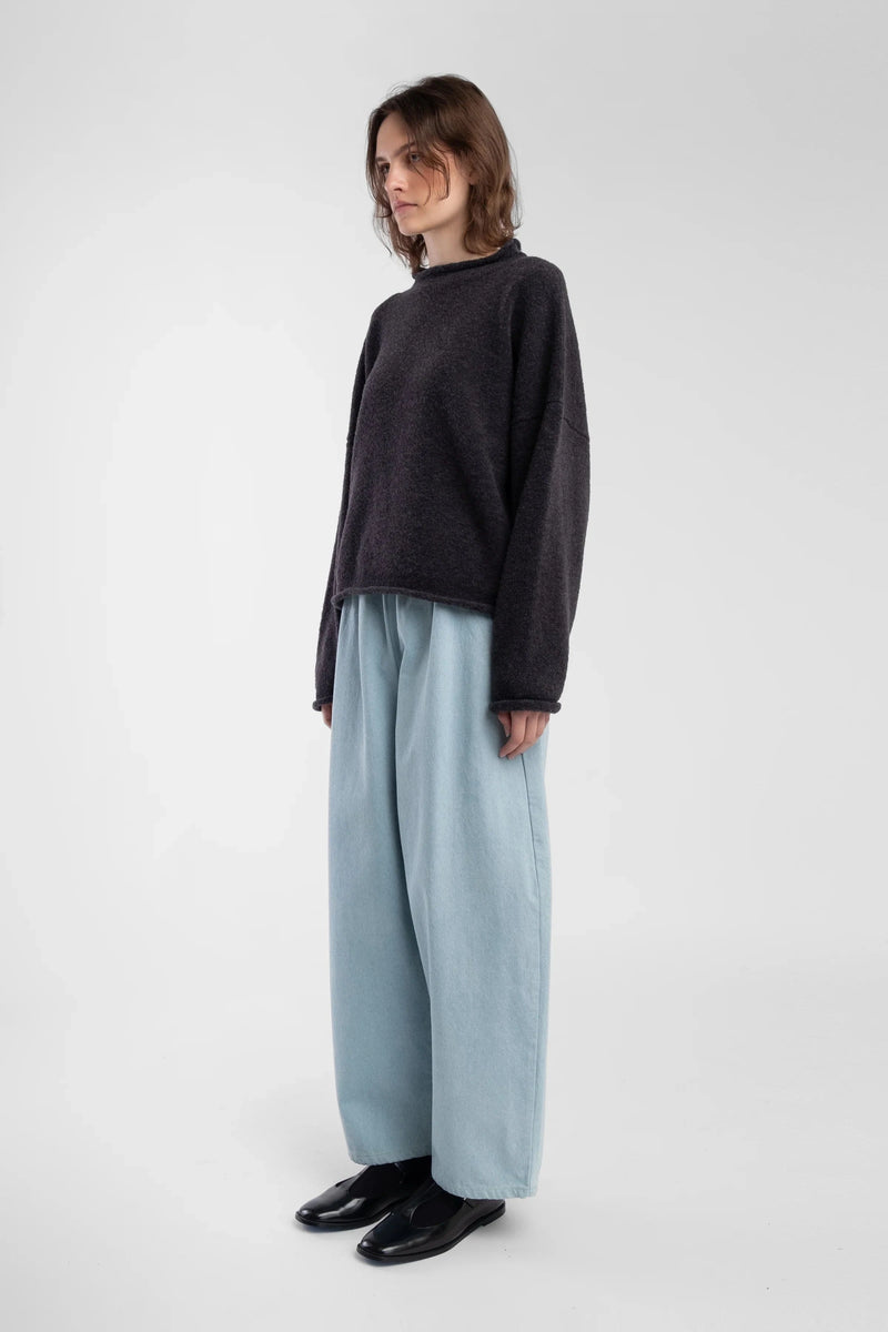 Boucle Rolled Sweater | Charcoal