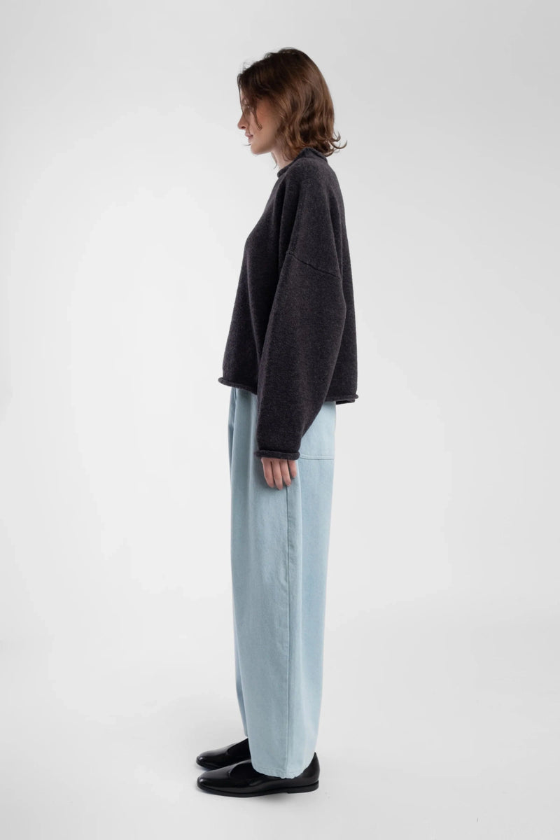 Boucle Rolled Sweater | Charcoal