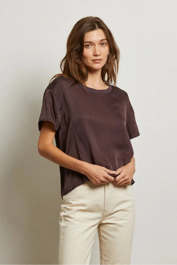 Delphine Satin Top | Cocoa