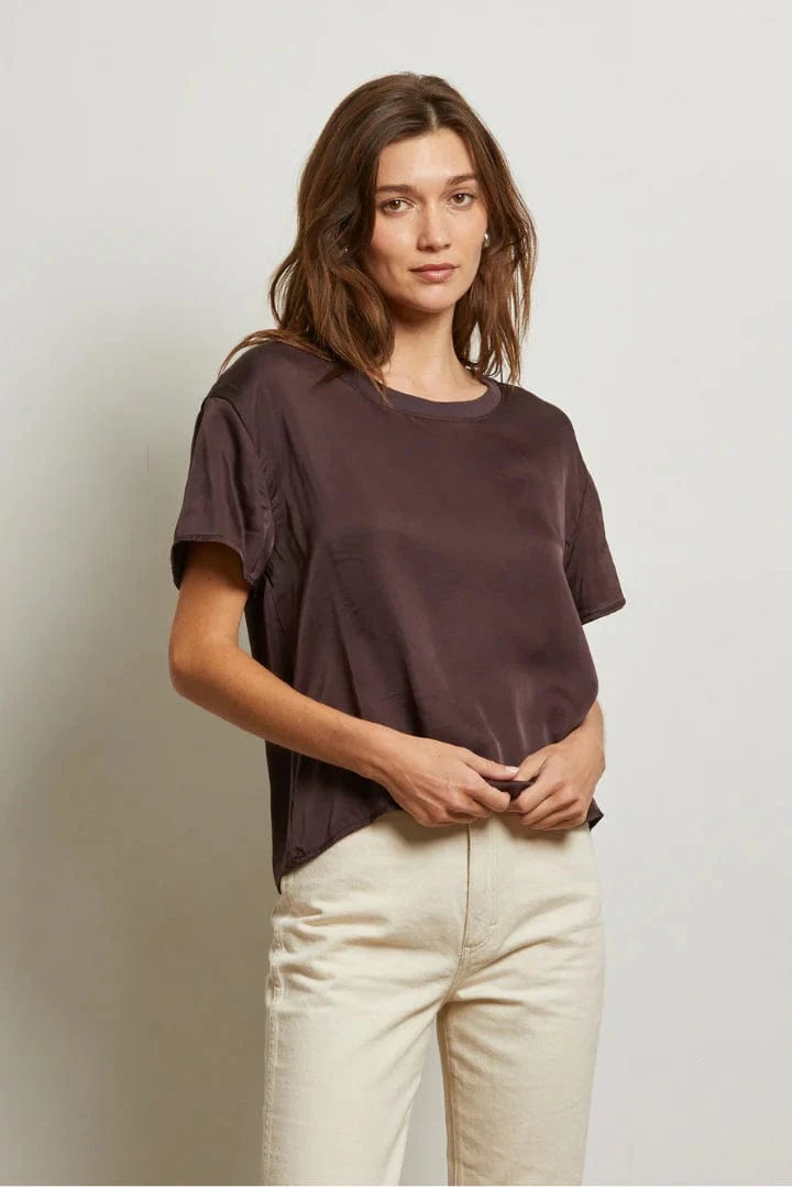 Delphine Satin Top | Cocoa