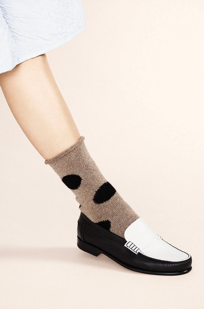 Rie Cashmere Crew Sock | Walnut Dot