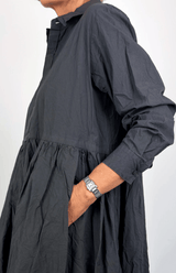 Cotton Typewriter Shirt Dress | Plum