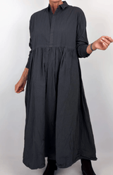 Cotton Typewriter Shirt Dress | Plum