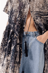 Hand Painted Applique Dress | Black