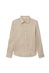 Gisele Poplin Shirt | Mocha Stripe