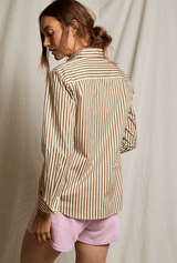 Gisele Poplin Shirt | Mocha Stripe