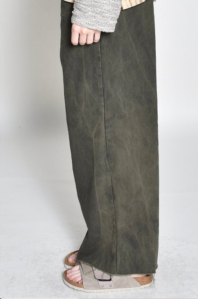 Washed Twill Raw Hem Pant | Army