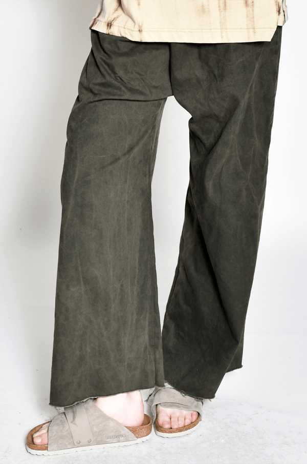 Washed Twill Raw Hem Pant | Army