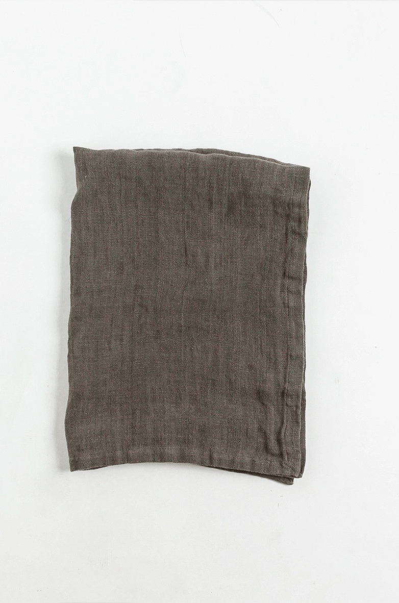 Stone Washed Linen Tea Towel | Iron Ore
