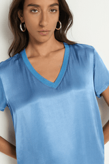 June V Neck T | Harbor Blue