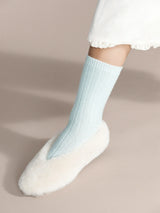 Italia Cashmere Cozy Rib Crew  | Icicle