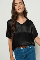 June V Neck T | Harbor Black