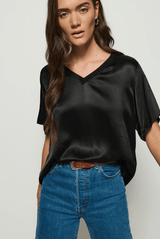 June V Neck T | Harbor Black