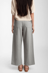 moss green cotton trousers back side