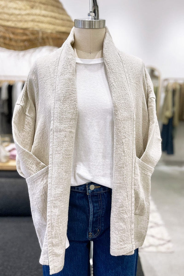 Linen Wool Short Robe | Flax