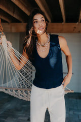 Peggy Sweater Tank | Navy