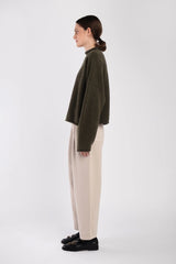 Boucle Rolled Sweater | Dk. Olive