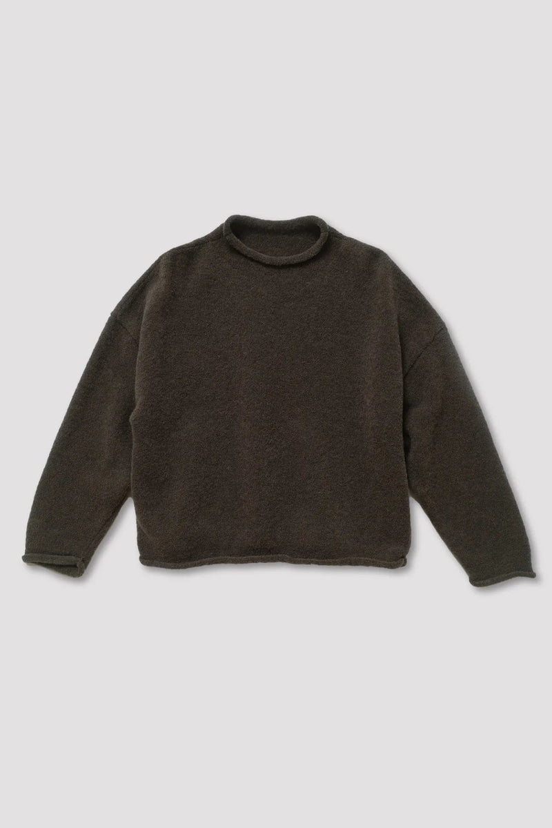 Boucle Rolled Sweater | Dk. Olive