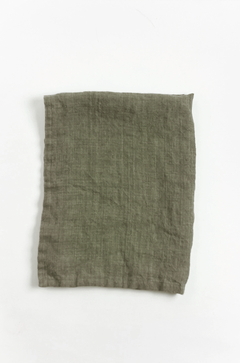 Stone Washed Linen Tea Towel | Sage