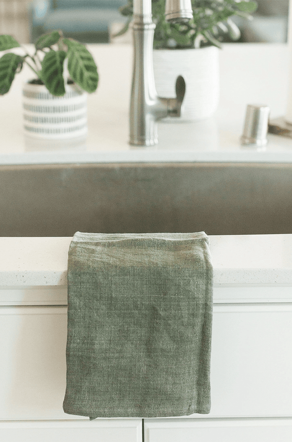 Stone Washed Linen Tea Towel | Sage