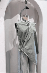 Kimono Sleeveless Shirt | Salvia Cold Dye