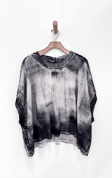 Boxy Top w/ Ribbed Hem | Natural Hand Painted