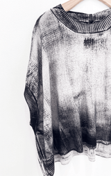 Boxy Top w/ Ribbed Hem | Natural Hand Painted