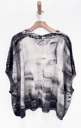 Boxy Top w/ Ribbed Hem | Natural Hand Painted