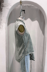 Kimono Sleeveless Shirt | Salvia Cold Dye