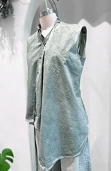 Kimono Sleeveless Shirt | Salvia Cold Dye