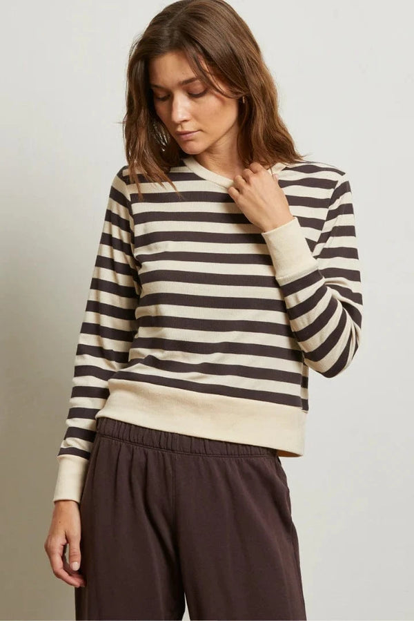 Stef Lux Rib L/S Crew | Mocha Stripe
