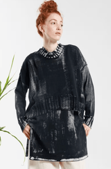 Hand Painted Boxy Sweater | Black