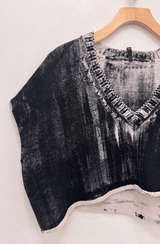 Hand Painted V Neck Sweater | Black