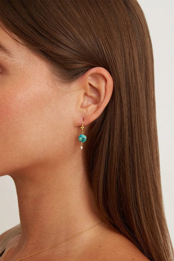 Turquoise Pearl Drop Earring