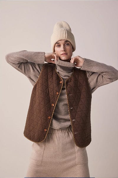 Wool Blended Reversible Vest | Oatmeal