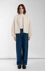 Boucle Zip Cardigan | Cream