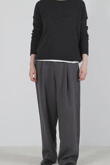 Evam eva 100% silk pullover in dark brown sumi color