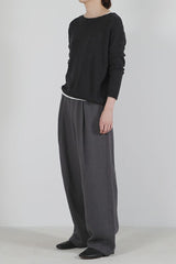 Evam eva 100% silk pullover in dark brown sumi color