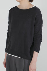 Evam eva 100% silk pullover in dark brown sumi color
