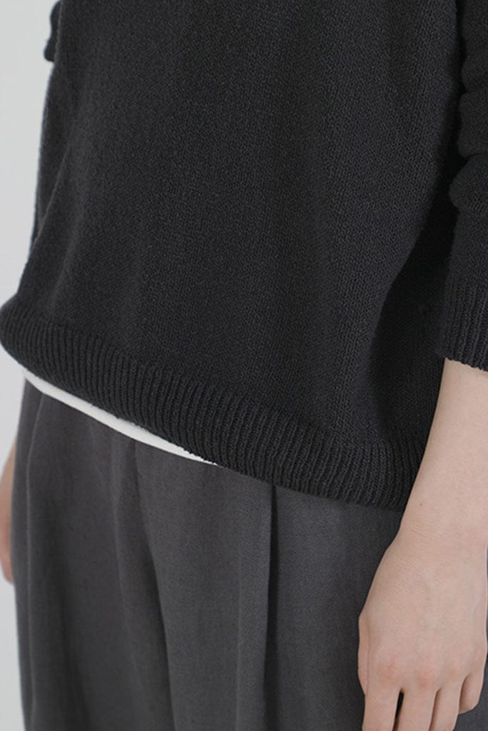 Evam eva 100% silk pullover in dark brown sumi color