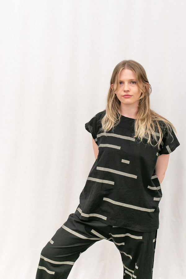 Uzi NYC Broken Stripe Tunic Top