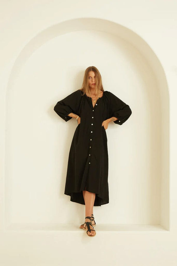 Natalie Martin Collection Alex dress in black flat cotton