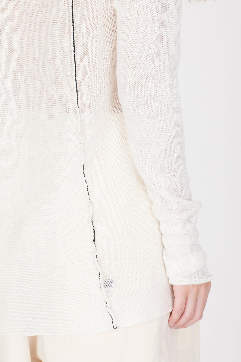 Isabel Benenato linen boatneck knit white top