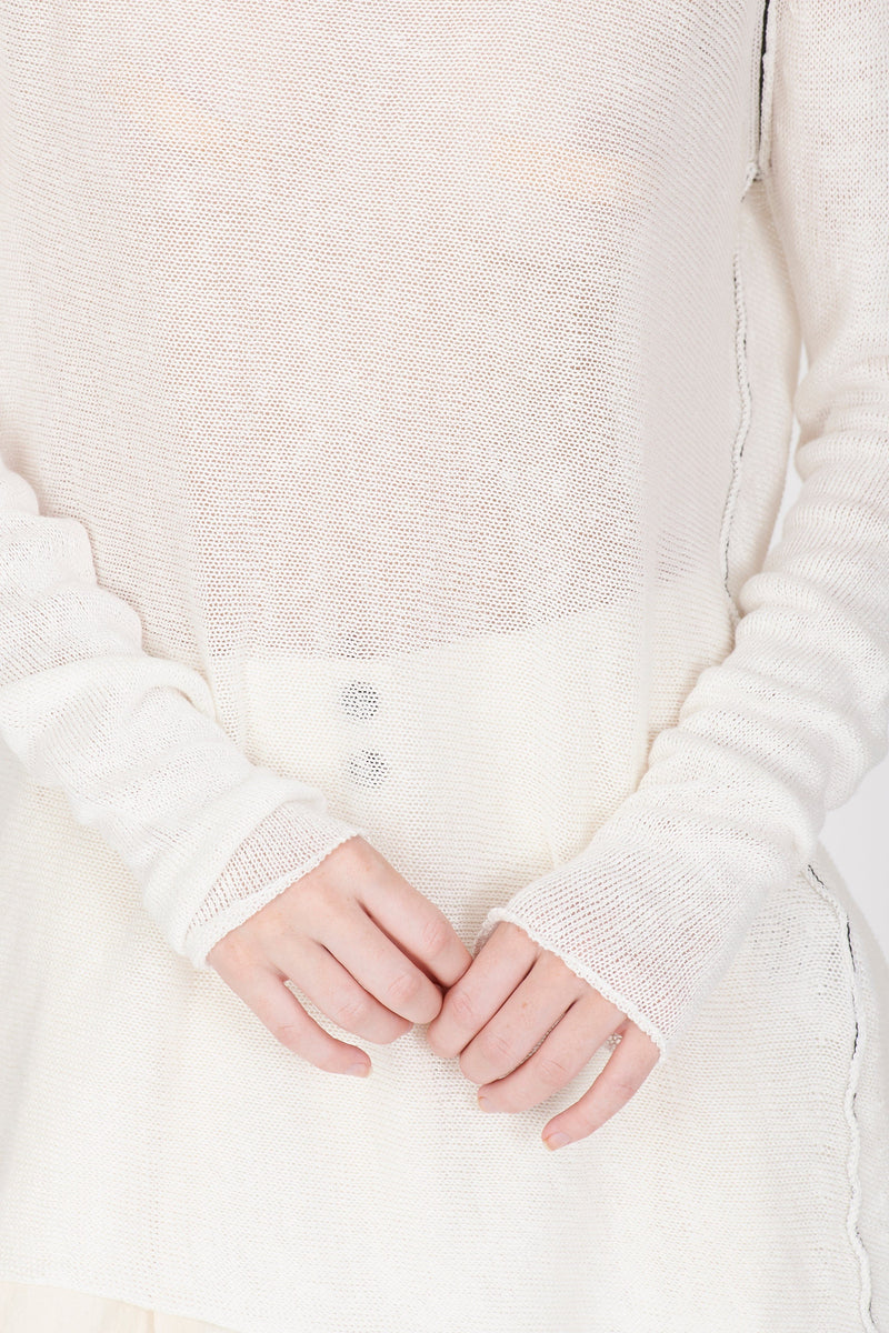 Isabel Benenato linen boatneck knit white top