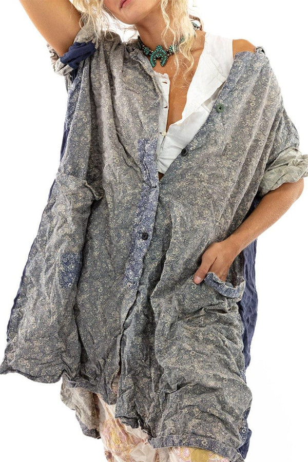 Johanna button front smock dress in foothill color