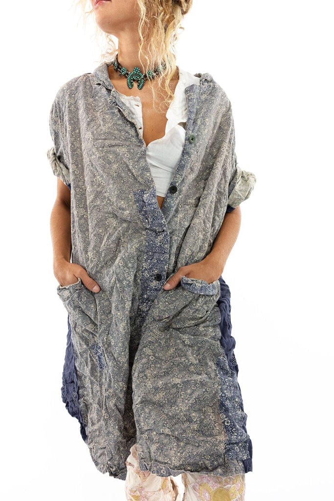 Johanna button front smock dress in foothill color